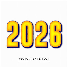 2026 Yellow 3D Text Effect with Bold Modern Style &ndash; Editable Vector Template