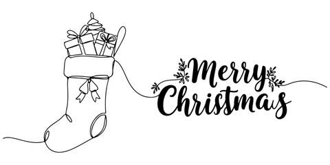 Continuous one line sock containing a gift and 