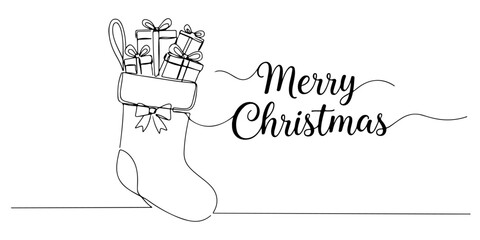 Continuous one line sock containing a gift and 