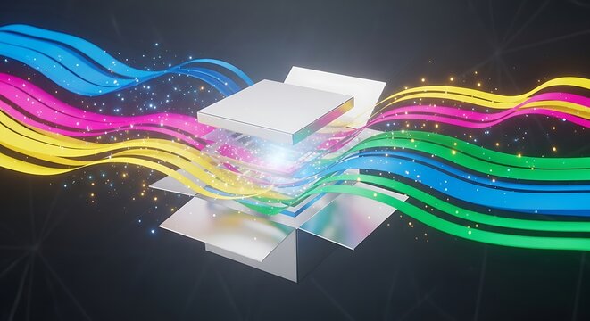 Data stream connection technology, colorful abstract information flow