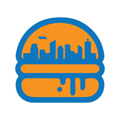 Creative burger colorful vector icon for fast food, cafe & restaurant branding.