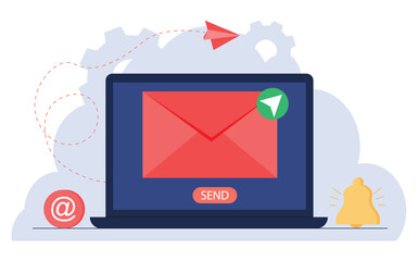 Online communication, Send email, vector illustration 