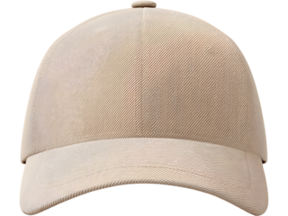 Suede beige baseball cap front view isolated on white background, perfect for fashion branding and apparel mockups.