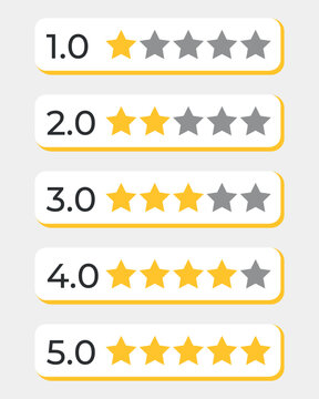 Five-star rating icon. Vector golden gradient: The product is rated with five stars by customers. Suitable for feedback, product reviews, or client and employee rating concepts. Vector illustration, E