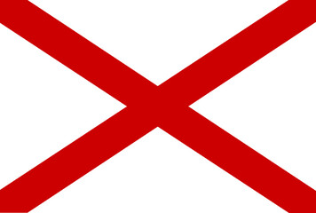 Obraz premium Transparent PNG file of vector graphic of the Alabama state flag, part of the United States of America. Comprised of a white background with a diagonal red cross