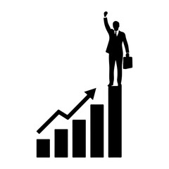 Dynamic business growth illustration with businessman celebrating successful financial results