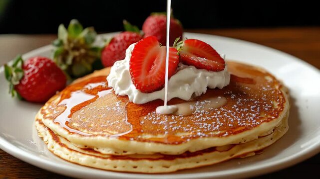Sweet breakfast treat with fruity accompaniment.