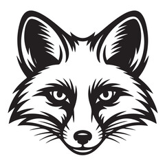 Fox head vector illustration isolated on white background black and white fox head for design
