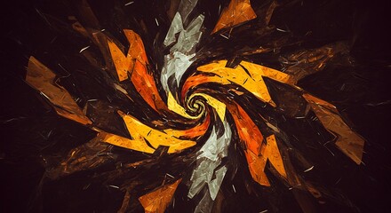 Abstract Swirl of Warm Colors on Dark Background.