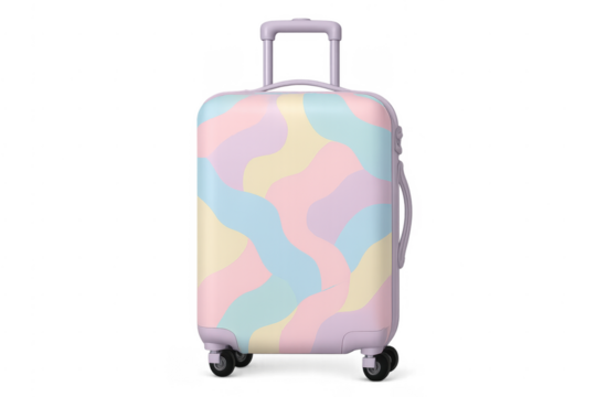 Pink and blue pastel luggage on transparent background