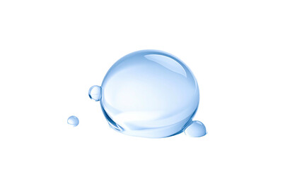 A cluster of glassy, water-like orbs against a stark, black backdrop. Smooth, reflective surfaces