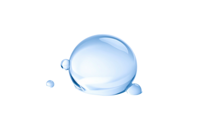 A cluster of glassy, water-like orbs against a stark, black backdrop. Smooth, reflective surfaces