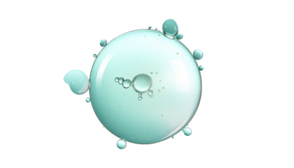 A cluster of translucent spheres of varying sizes against a stark black backdrop