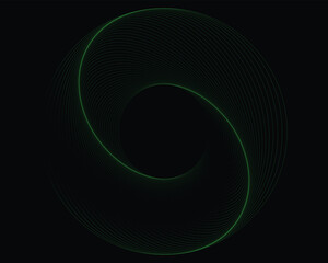 Elegant abstract geometric spiral design on black background, minimal modern circular line art