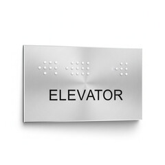 Modern elevator sign with braille for accessibility, a sleek and inclusive design element for contemporary buildings, showcasing universal access and thoughtful architecture
