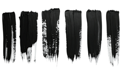 Striking black paint strokes on a black background, artistic and textured