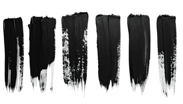 Striking black paint strokes on a black background, artistic and textured