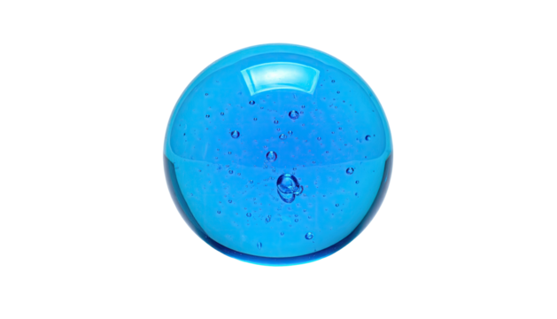 A close-up shot showcasing a translucent, spherical object filled with tiny bubbles
