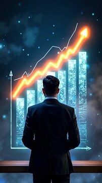 Business growing in 2026. Analytical businessman planning business growth 2026, strategy digital marketing, profit income, economy, stock market trends and busi.