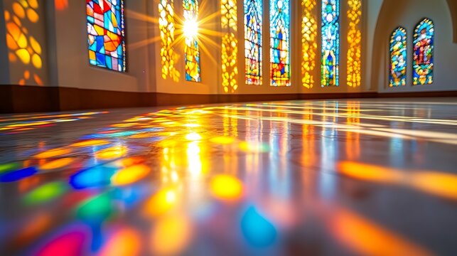 Stained glass light floor.
