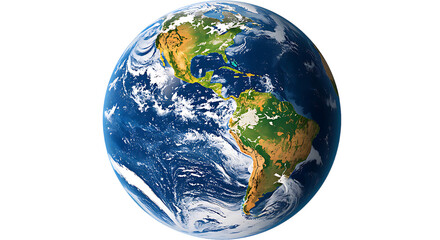 Earth globe showing continents and oceans isolated on transparent background