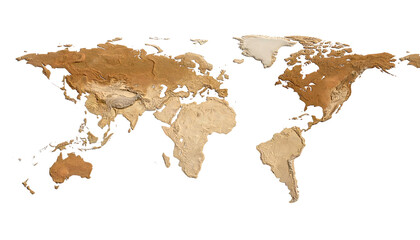 A topographic projection of the Earth highlighting landmasses
