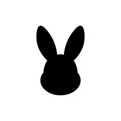 Cute rabbit head silhouette vector flat design on white background.