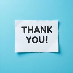 White paper speech bubble with teal Thank You message on blue background
