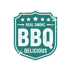Vintage style real smoke delicious bbq emblem badge