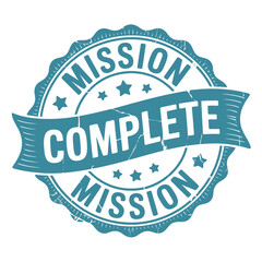 Mission complete stamp seal of achievement and success