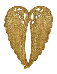 Golden Angel Wings isolated on transparent background PNG cut out