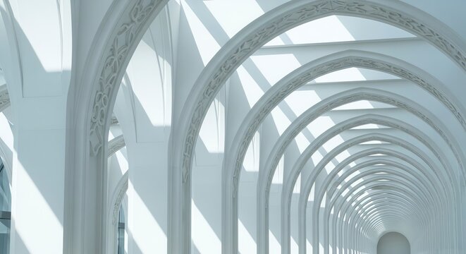 White arches and columns architectural detail