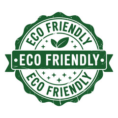 Green eco friendly seal of approval with leaves and stars