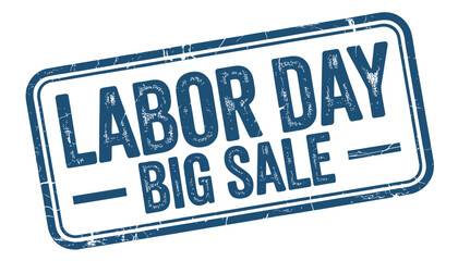 Labor day big sale stamp with blue text on white background