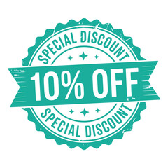 Green stamp style special discount 10 percent off sale badge