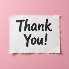 White paper speech bubble with teal Thank You message on pink background
