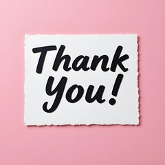 White paper speech bubble with teal Thank You message on pink background
