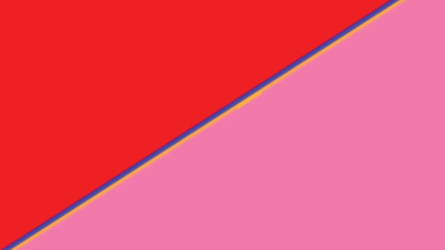 Diagonal color divide: bold red and pink split with thin blue and yellow accent for design and branding

