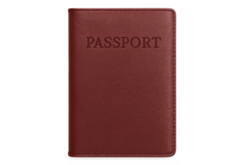 Red passport travel document identity on transparent background