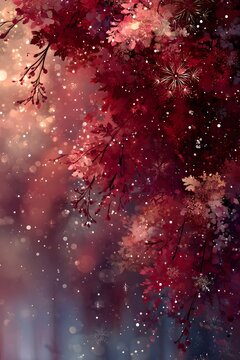 Autumnal Canopy: A close-up view of the vibrant autumnal foliage, with leaves in a spectrum of red and brown tones.