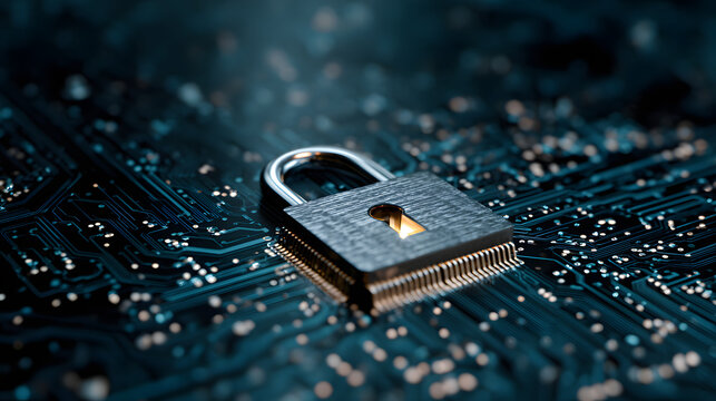 Cyber security lock protecting digital data on circuit board