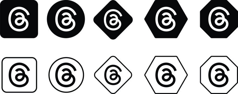 Threads logo icon set on transparent background. Threads icons collection. Social Media Network symbol