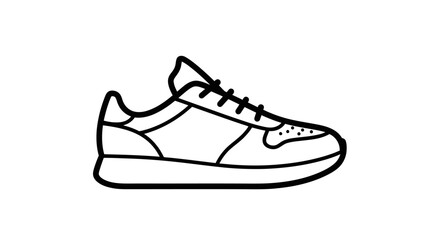 Simple black and white line drawing of a single athletic shoe