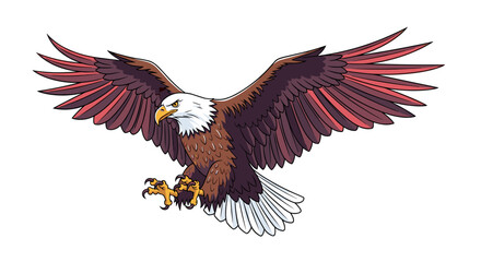 Obraz premium A majestic bald eagle with its wings spread wide soaring through the sky.