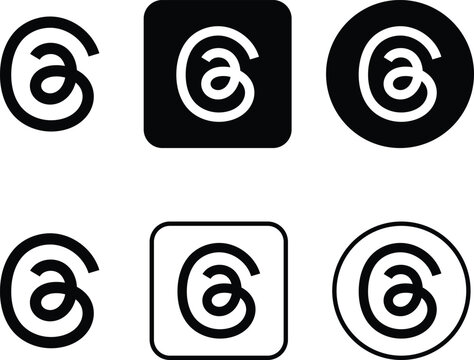 Threads logo icon set on transparent background. Threads icons collection. Social Media Network symbol