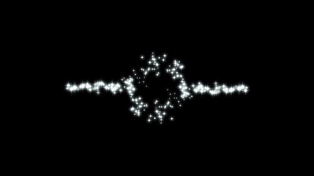 4K Magical twinkle star glitter circles shine bright with glowing white sparkles, glowing doodle star, and sparkling night sky effects on transparent black screen background for Christmas magic.