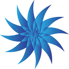 Blue abstract flower illustration with gradient flowing shapes