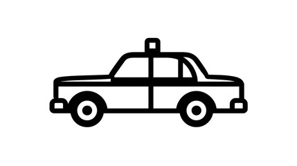 Fototapeta premium Outline graphic depicts a classic automobile with a rooftop warning light on a plain background.