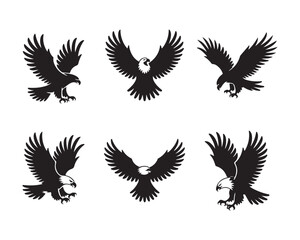 flying eagle set, eagle vector silhouette Collection, eagle silhouette, wild eagle vector, majestic eagle, bald eagle silhouette, hunting Eagle vector illustration, powerful eagle