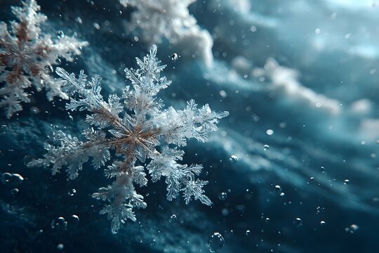 Snowflake Macro Photography: Exquisite Frost Patterns in a Winter Wonderland - Ethereal Beauty of Shimmering Icy Crystals and Nature's Intricate Designs in a Tranquil, Frigid Landscape